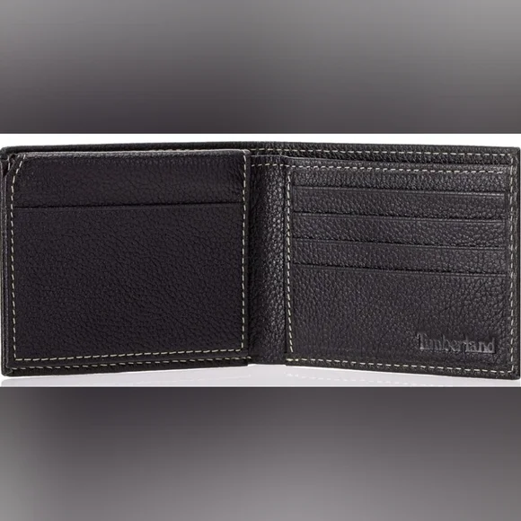 Timberland Men's Black Leather Wallet With Attached Flip Pocket And RFID NEW! - Picture 3 of 8